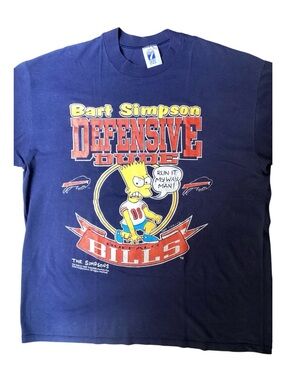 Bart Simpson Defensive Dude Bills Graphic Tee - Navy
